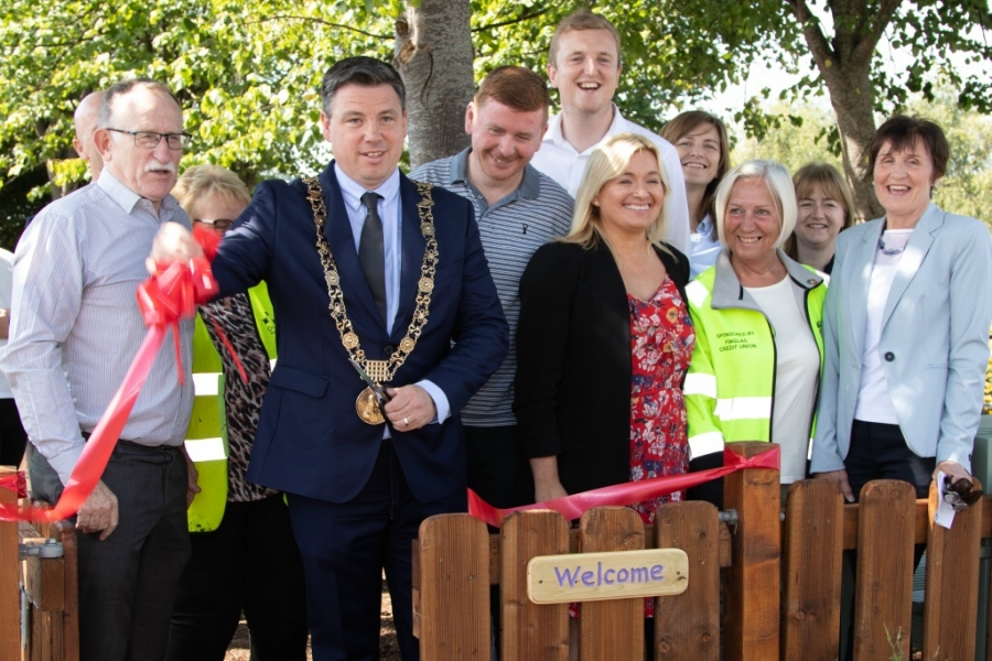 Lord Mayor Paul McAuliffe and invited guests cut the ribbon to open the new garden